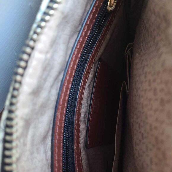 Tous Beige Gray Brown Black Leather Bear Chain Print Crossbody - Picture 4 of 12